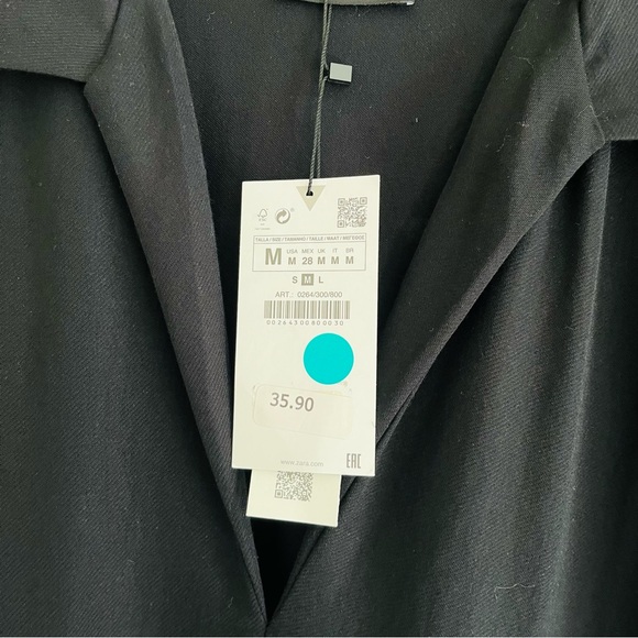 NWT Zara black voluminous short dress M - Picture 4 of 9